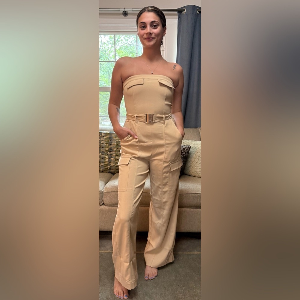 New nwt Hyfve Tan Strapless Jumpsuit strapless sz S M L